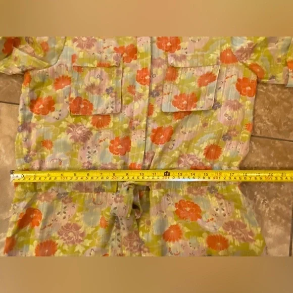 BCBMAXAZRIA Floral Print Chinoiserie romper Mini Dress, Drawstring Waist, Medium - Picture 13 of 16